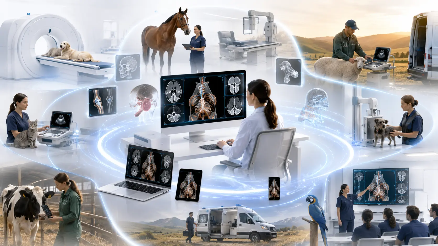 Veterinary diagnostic imaging workflow with DICOM viewer review