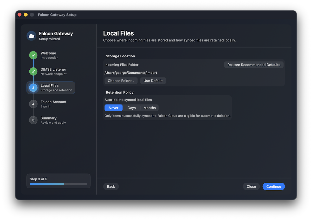 Choose local storage settings